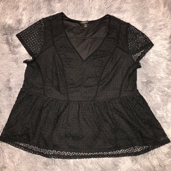 Lane Bryant Tops - Lane Bryant Peplum Eyelet Blouse